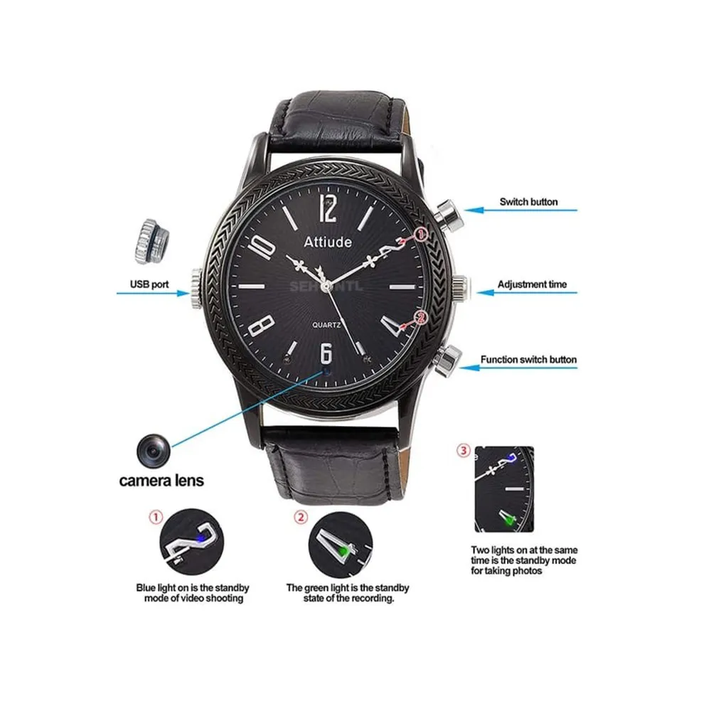 Imagen de Reloj de Pulsera Espía Full HD 32GB Cámara 1mm Audio y Video