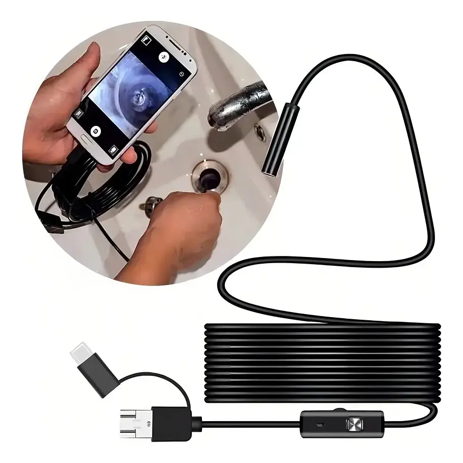 Imagen de Cámara Endoscópica Flexible Full HD con Luz LED y Doble Conector (Tipo-C / USB)