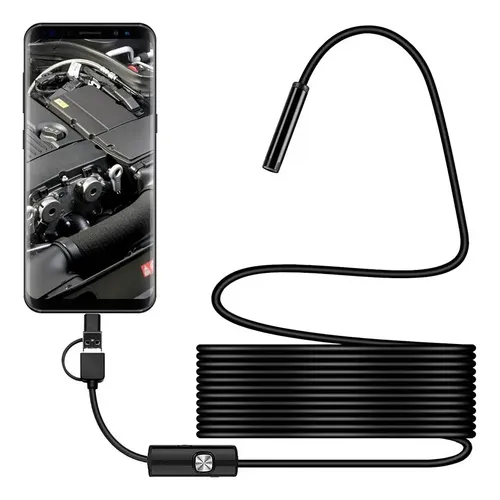 Imagen de Cámara Endoscópica Flexible Full HD con Luz LED y Doble Conector (Tipo-C / USB)