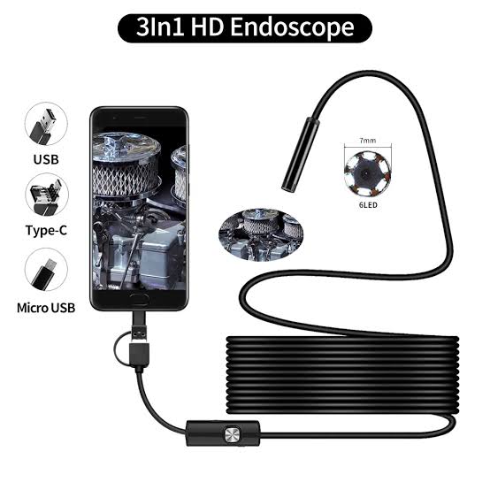 Imagen de Cámara Endoscópica Flexible Full HD con Luz LED y Doble Conector (Tipo-C / USB)