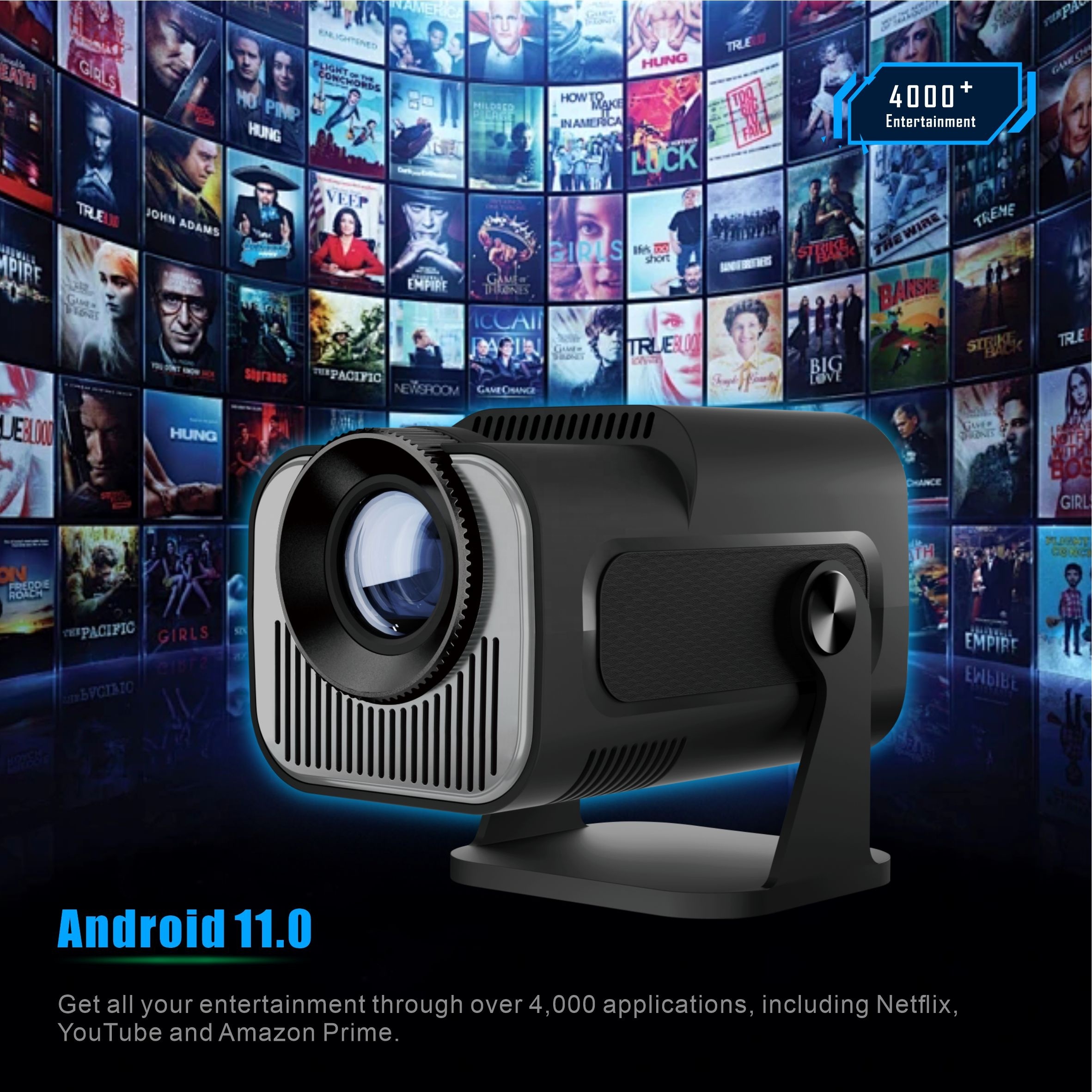 Imagen de Proyector Smart HY320Max Android 14 Full HD 1080P con 400 ANSI Lumens y WiFi 6